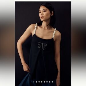 $98 Anthropologie Maeve Embellished Swing Tank Black Size Medium